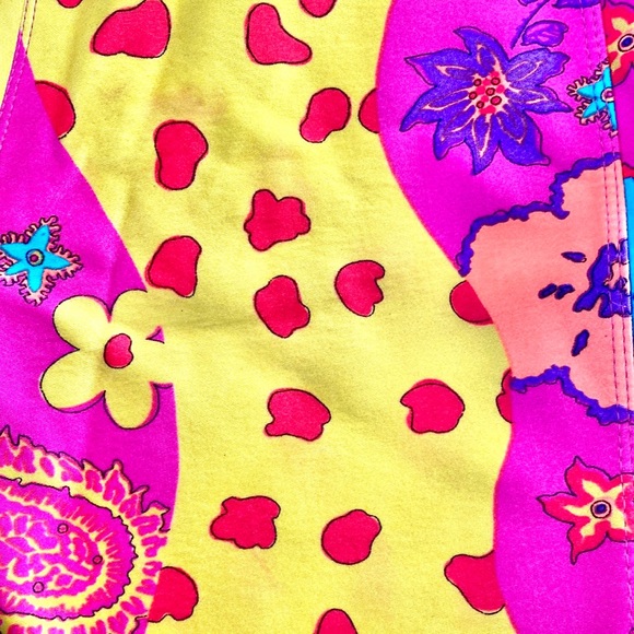 Obermeyer Vintage Bright Neon Floral Pattern Ski Snow Pants Made in USA Small S - Picture 5 of 13